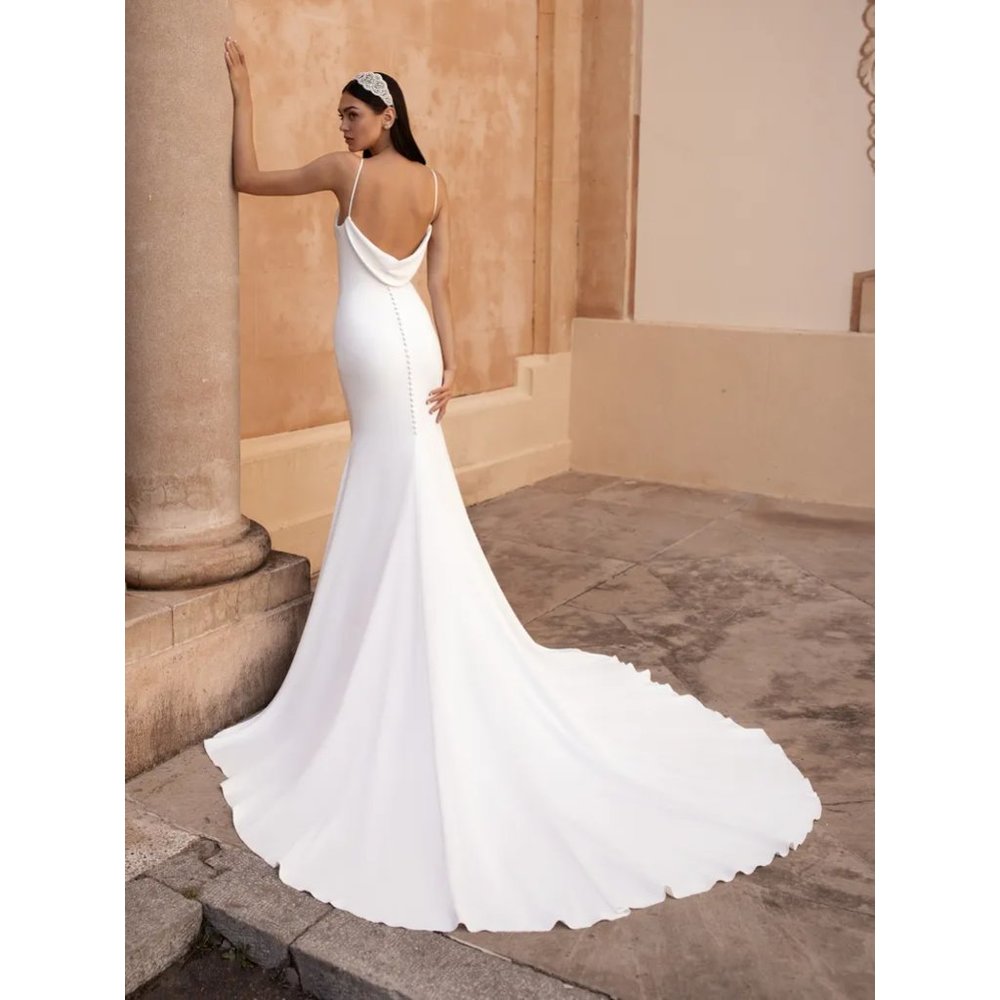 Pronovias ANTIOPE Cocktail Draped Wedding Dress With  Mermaid Cut Size 8